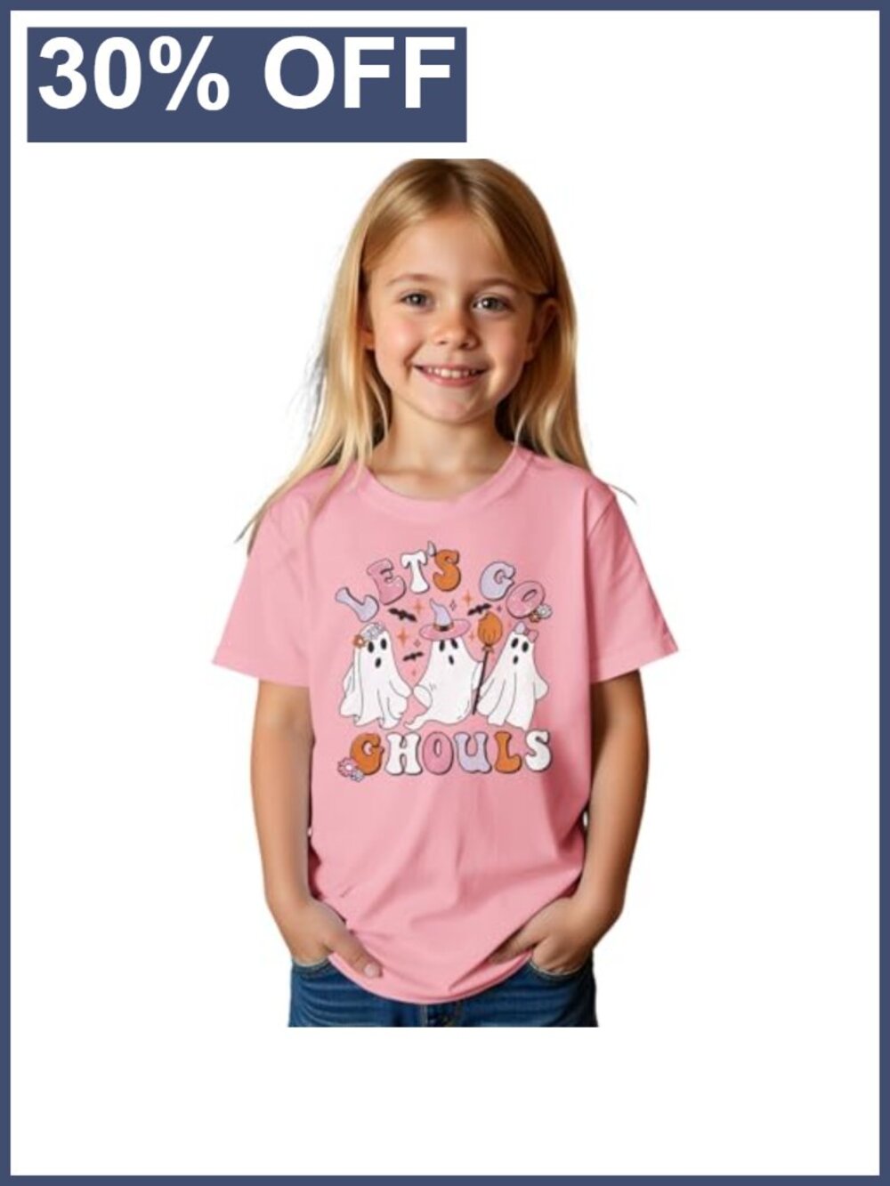 Girls Halloween Let's Go Ghouls Ghost Tee